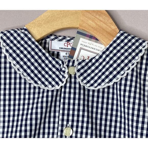 Classic Prep Girls 4T Navy Blue/White Gingham Westy Button Front Shirt NWT CPC - Picture 3 of 6